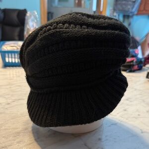 Black Knit Newsboy Cap
